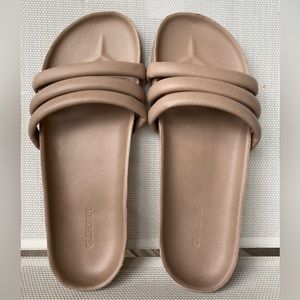 Tan slide sandals
